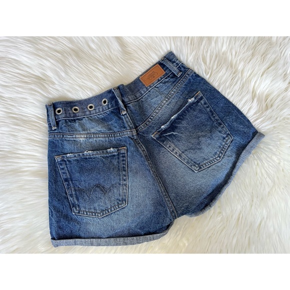 Le Temps Des Cerises vintage wash denim jean shorts - Picture 2 of 11